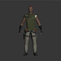 Game Movie Character With Red Short Hair Green Sleeveless Top Arm Tattoos And Waist Toolbelt