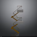 Modern Spiral Staircase Design With Orange Railings White Steps And Metal Structure