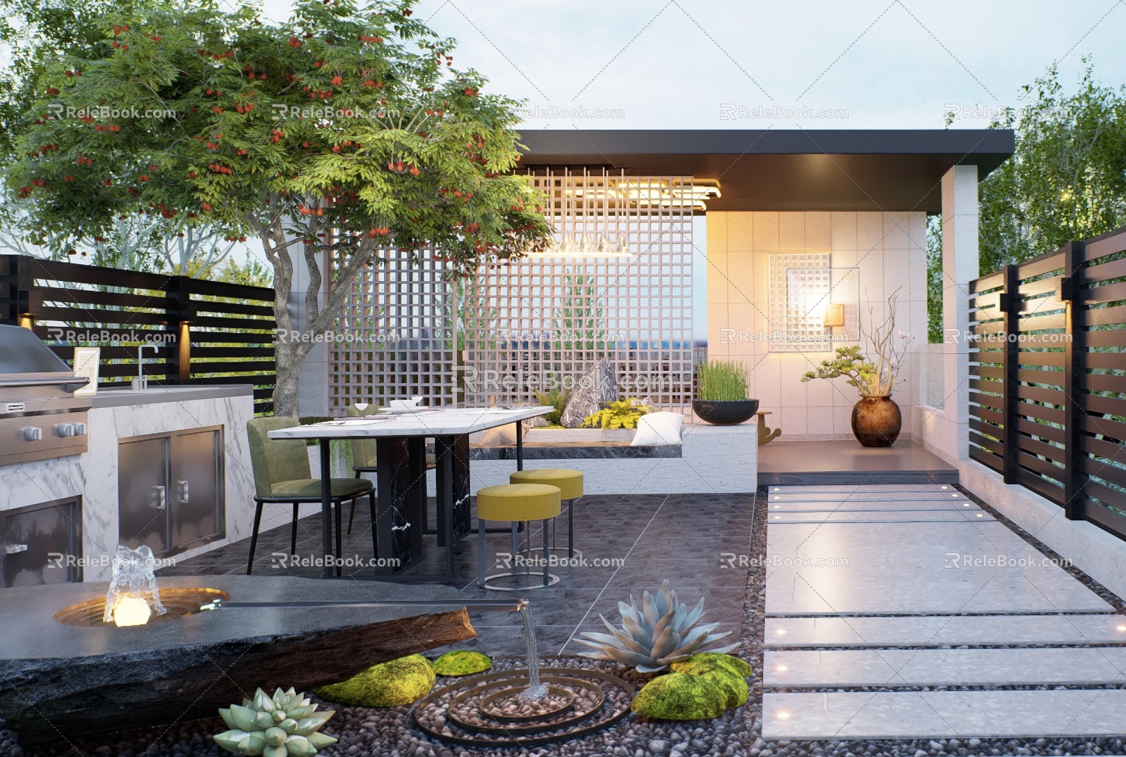 Modern Courtyard Courtyard Courtyard Roof Garden Landscape Roof Garden 3d model