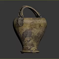 Vintage Bronze Wine Bottle With Decorative Ears And Metallic Sheen On Dark Background