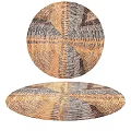 Round Rug With Natural Wood Like Texture And Neutral Brown Gray Tones