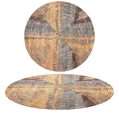 Round Rug With Natural Wood Like Texture And Neutral Brown Gray Tones 3d model