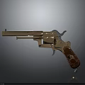 Classic Brass Revolver With Polished Metal Barrel And Red Marble Grip