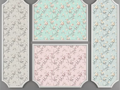 Decorative Wall Panels With Pastel Blue Pink Gray And Floral Patterns 3d model