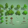 Diverse Plant Collection Featuring Trees Bushes Grasses and Shrubs in Different Environments
