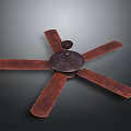 Vintage Style Ceiling Fan With Wooden Blades And Metal Base For Home Use