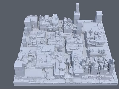 Aerial Planning of 3D Urban City Model with Building Layout and Street Network 3d model