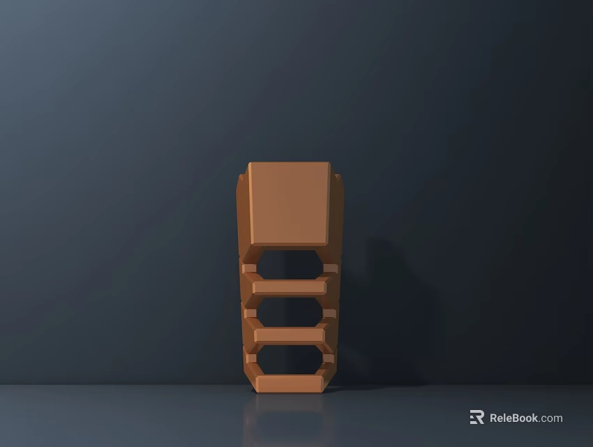 Minimalist Orange Dining Chair With Geometric Structure And Dark Background Design 3d model 