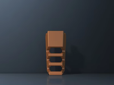 Minimalist Orange Dining Chair With Geometric Structure And Dark Background Design 3d model