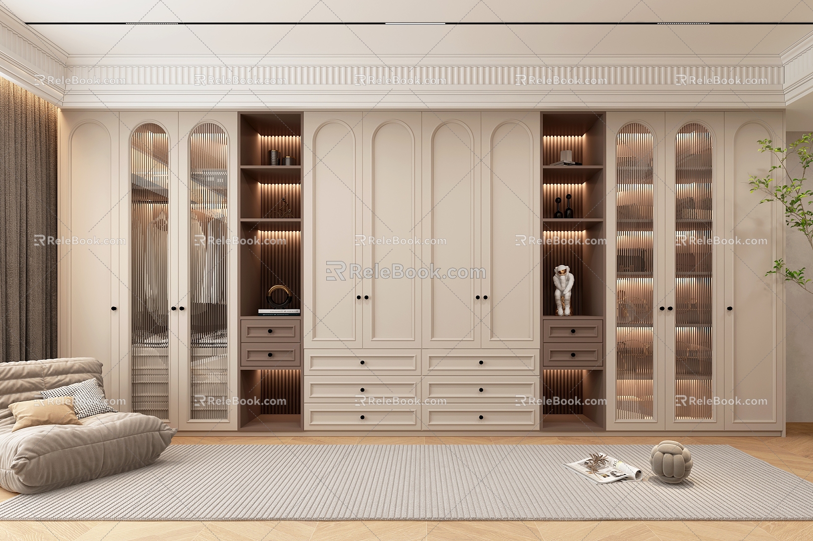 French wardrobe semi-open wardrobe 3d model