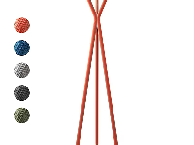 Red Clothes Hanger With Five Various Colored Decorative Balls Beside It 3d model