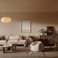 Middle Ancient Style Home Guest Restaurant Fabric Sofa Coffee Table Combination Leisure Sofa Chair Solid Wood Dining Table and Chair Sideboard Locker Chandelier Balcony Cabinet Sliding Door 3d model