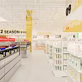 Well Organized Retail Store Interior With Shelves Of Snacks Drinks And Yellow Pillars