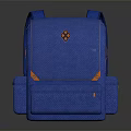 Stylish Blue Backpack With Yellow Logo Front Pocket And Adjustable Straps 3d model