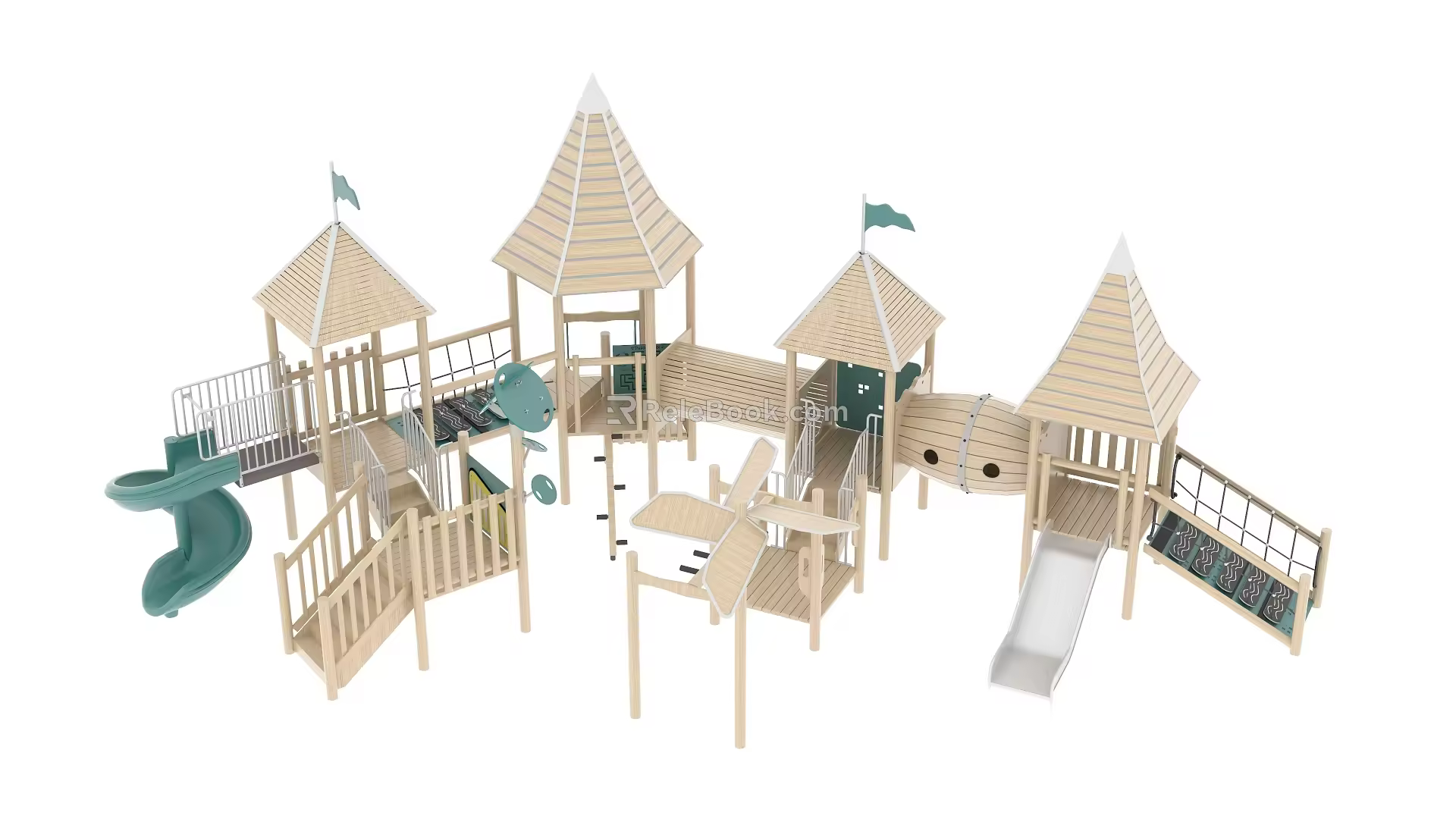 Modern Slide Wooden Slide Castle 3d model