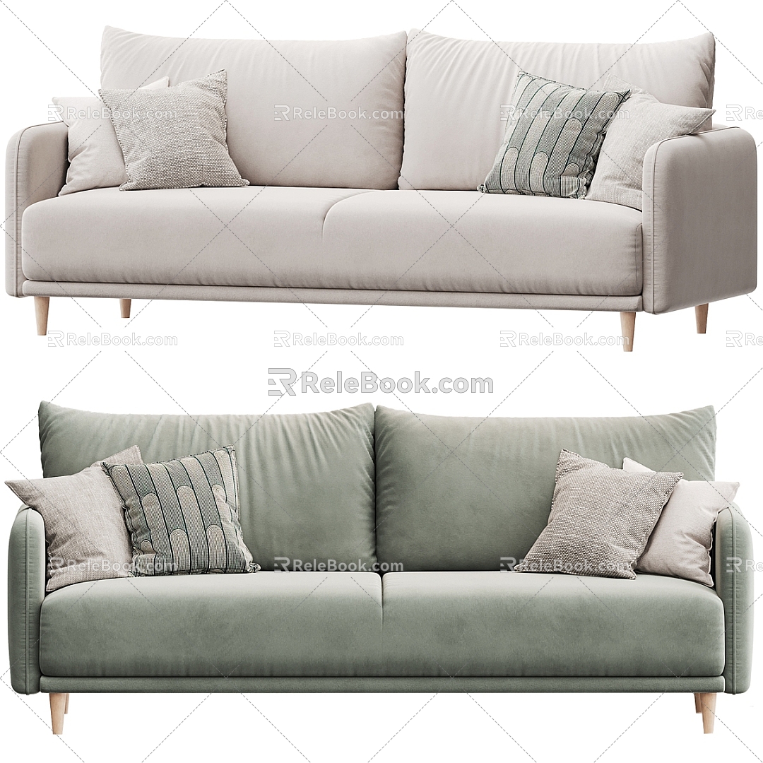 Fabric double sofa 3d model