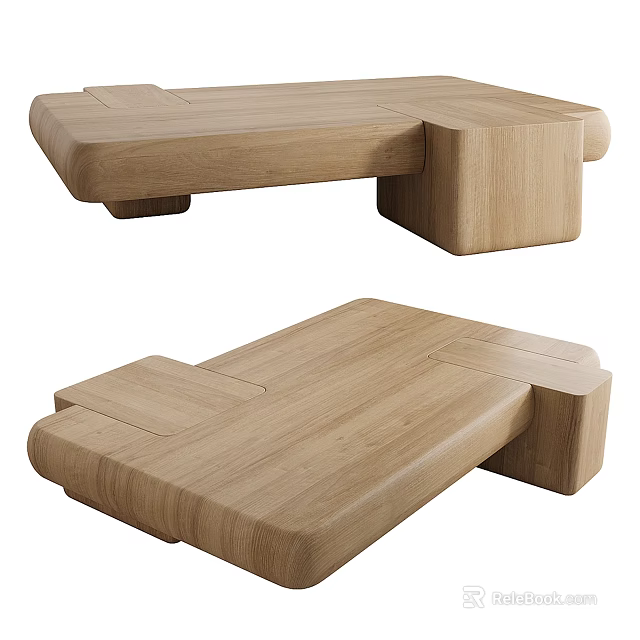 Modern Wooden Coffee Table With Sleek Surface And Minimalist Solid Wood Design 3d model