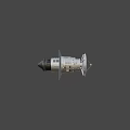 Sci Fi Game Movie Character Satellite With Solar Panels White Body Against Black Background