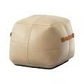 Beige Leather Sofa Stool Featuring Square Design And Brown Leather Straps In Modern Style 3d model