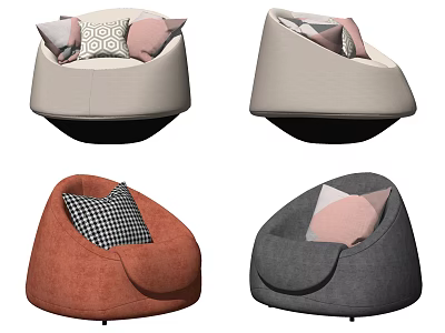 Modern Single Sofa Designs In Various Colors With Patterned Pillows For Home Decor 3d model