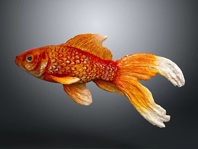 Vibrant Orange And White Goldfish With Colorful Scales And Flowing Tail 3d model