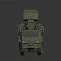 Military Green Tank With Roof Mounted Missile Launcher and Multiple Wheels