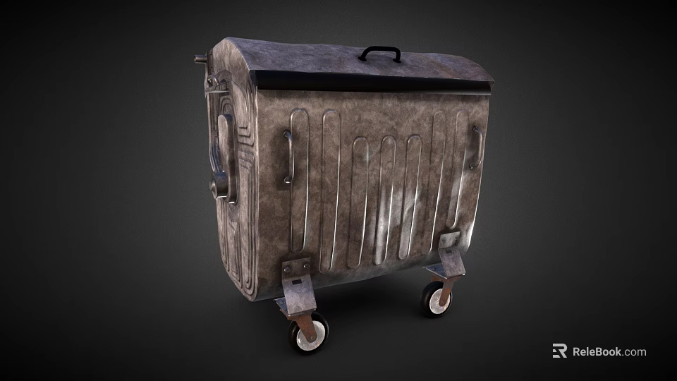 Vintage Industrial Metal Equipment Cart With Rolling Wheels And Sturdy Handle 3d model 