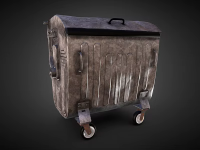 Vintage Industrial Metal Equipment Cart With Rolling Wheels And Sturdy Handle 3d model