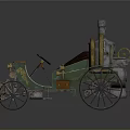 Vintage Steam Powered Car With Green Body Brown Leather Seats And Spoked Wheels
