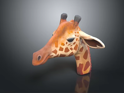 Detailed 3D Giraffe Head Model With Spotted Pattern Ears Horns And Realistic Design 3d model