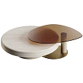 Modern Round Coffee Table Featuring Wooden Base And Textured Glass Top Design