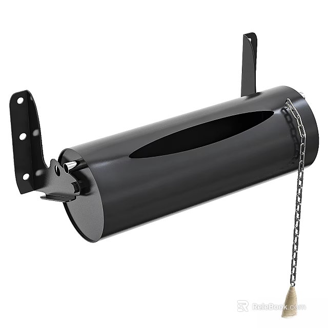 Black Cylindrical Wall Mounted Towel Holder With Chain For Bathroom Use 3d model 
