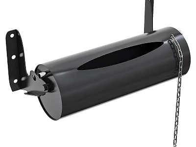 Black Cylindrical Wall Mounted Towel Holder With Chain For Bathroom Use 3d model