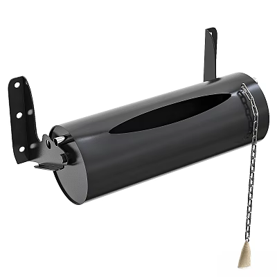 Black Cylindrical Wall Mounted Towel Holder With Chain For Bathroom Use 3d model