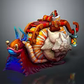 Vibrant Fantasy Snail Creature With Character On Decorated Shell And Hanging Lantern