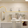 Modern Elegant Clothing Store Interior With Hanging Clothes Decorative Mirrors And Soft Lighting