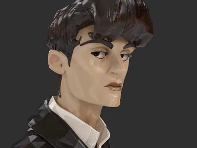 3D Modeled Man With Stylish Short Hair Wearing Black Suit And White Shirt 3d model