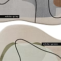 Abstract Shaped Area Rug With Soft Pastel Colors And Lines