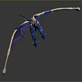 Blue And Purple Fantasy Game Movie Character With Detailed Wings And Decorative Body Features