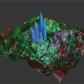 Colorful Wood Stone Artistic Structure With Pink Blue Green Hues And Texture