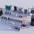 Various Security Access Control Equipment Including Booths Turnstiles And Gates 3d model
