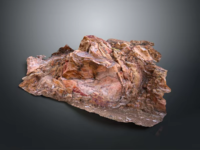 Natural Rocky Landscape Showcasing Irregular Reddish Brown Layered Textured Rock Formation In Natural Environment 3d model