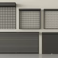 Various Roller Shutter Designs Featuring Grid And Slat Patterns For Windows