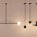 Modern Minimalist Pendant Lights With Black Frames And Round Light Shades 3d model