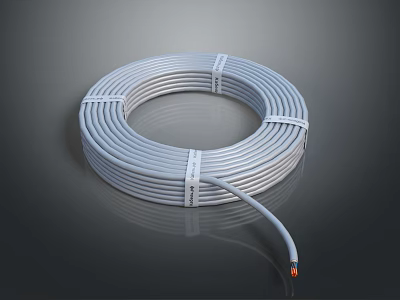 White Coiled Household Cable with Secure Straps Exposed Colored Core for Daily Use 3d model