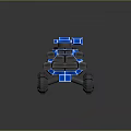 3D Model Robot Vehicle With Blue Black Mechanical Design And Multiple Wheels