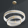 Elegant Modern Crystal Chandelier With Multi Layer Gold Frame And Crystal Strips 3d model