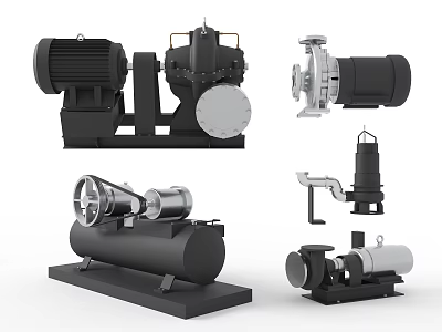 Various Modern Industrial Equipment Including Pumps Motors Compressors And Mechanical Machinery 3d model