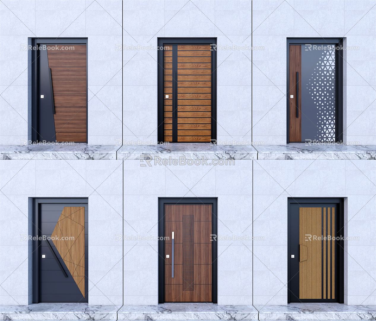 Modern swing door residential entrance door single door bedroom door wooden door metal door 3d model