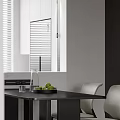 Modern Minimalist Dining Table Set Matches Sleek Monochrome Open Plan Home Interior